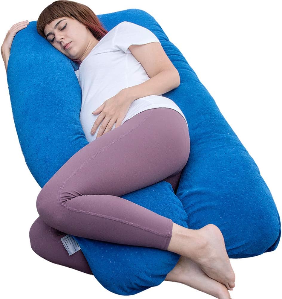Moonpine MOON PINE Pregnancy Pillow, U Shaped Full Body Pillow for Maternity Support, Sleeping Pillow with Cover for Pregnant Women (Dark B…