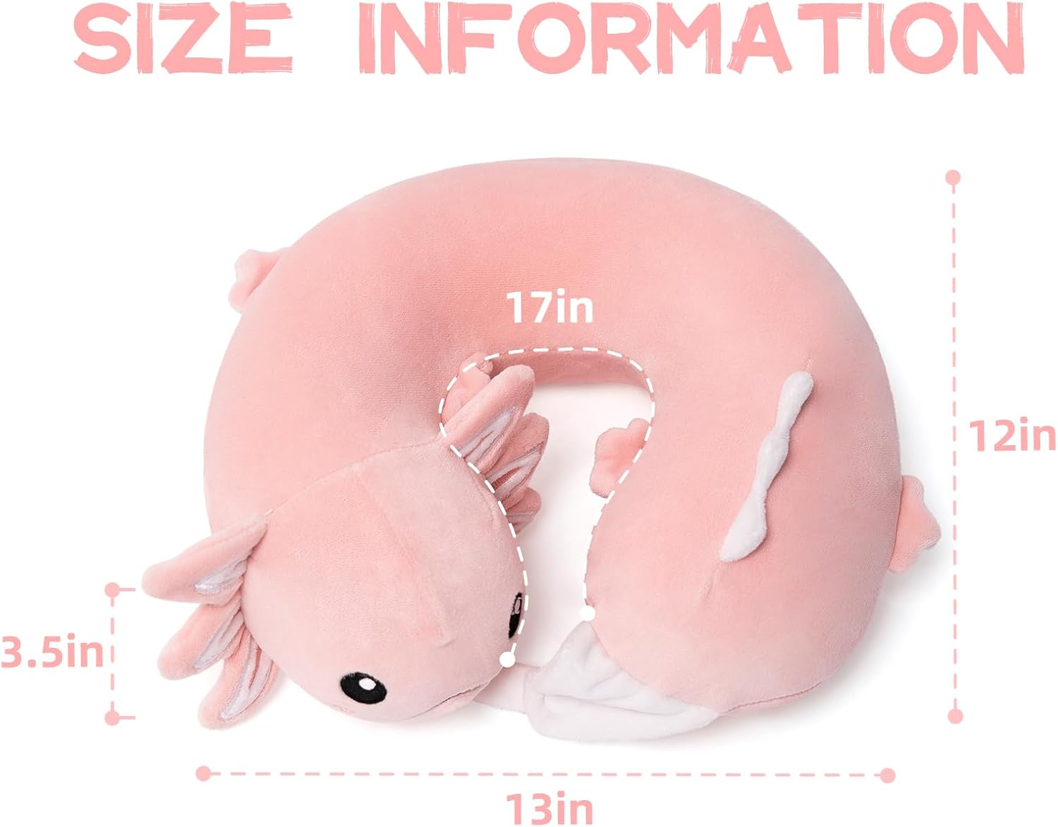 NiuniuDaddy Niuniu Daddy Axolotl Kids Travel Pillow Road Trip Essentials for 9-12 Years Old - Soft Memory Foam Kids Neck Pillow for Airplan…