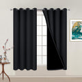Yakamok 54 Inch Length 100% Blackout Curtains for Bedroom, 2 Thick Layers Thermal Insulated Grommet Total Blackout Drapes with Black Liner…