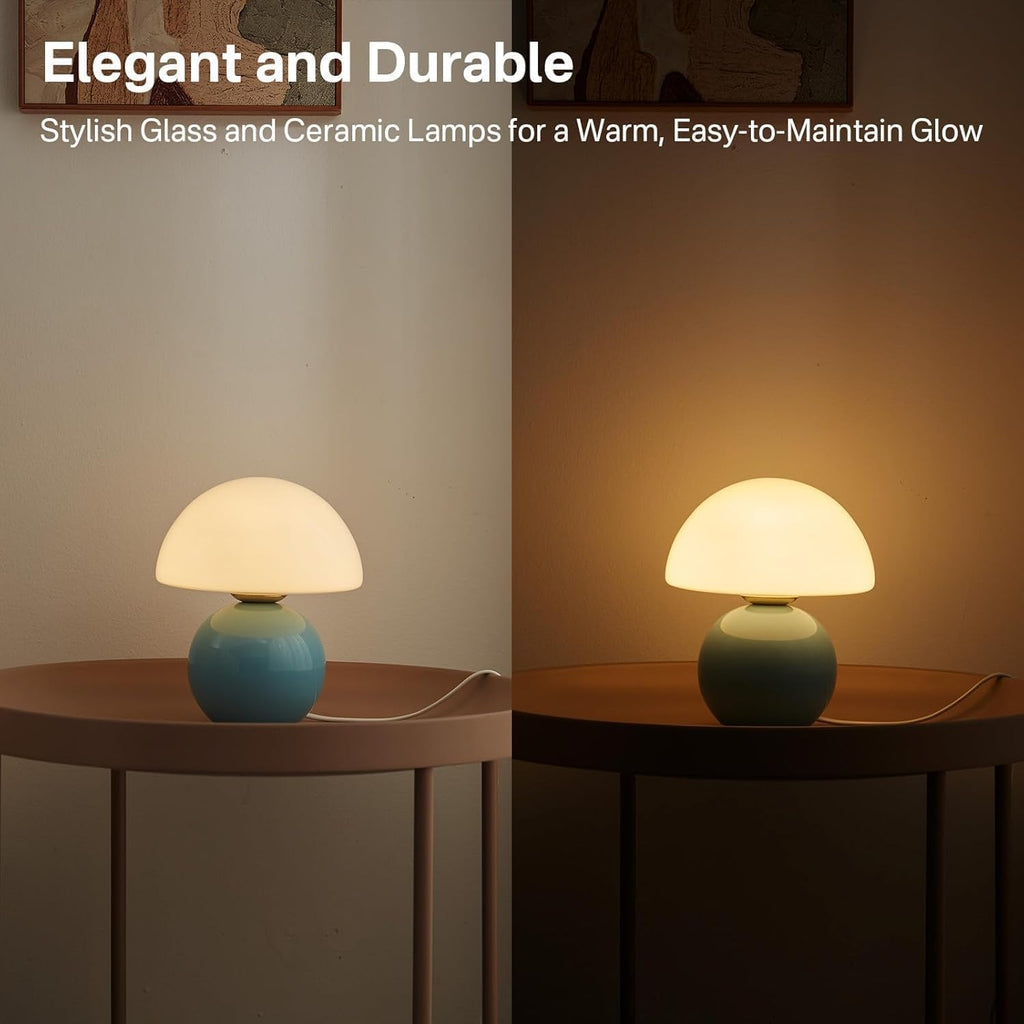 Dawnwake Mushroom Lamp Table Lamp for Bedroom, Desk Bedside Small Lamps for Living Room Night Stands, Mushroom Decor Cute Mini Modern Mid…