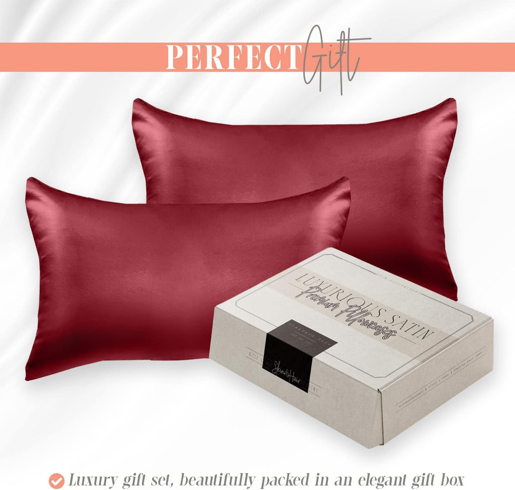 Elegantcomfort Elegant Comfort Silky and Luxurious 2-Piece Satin Pillowcase Set for Healthier Skin and Hair, Hidden Zipper Closure and Beau…