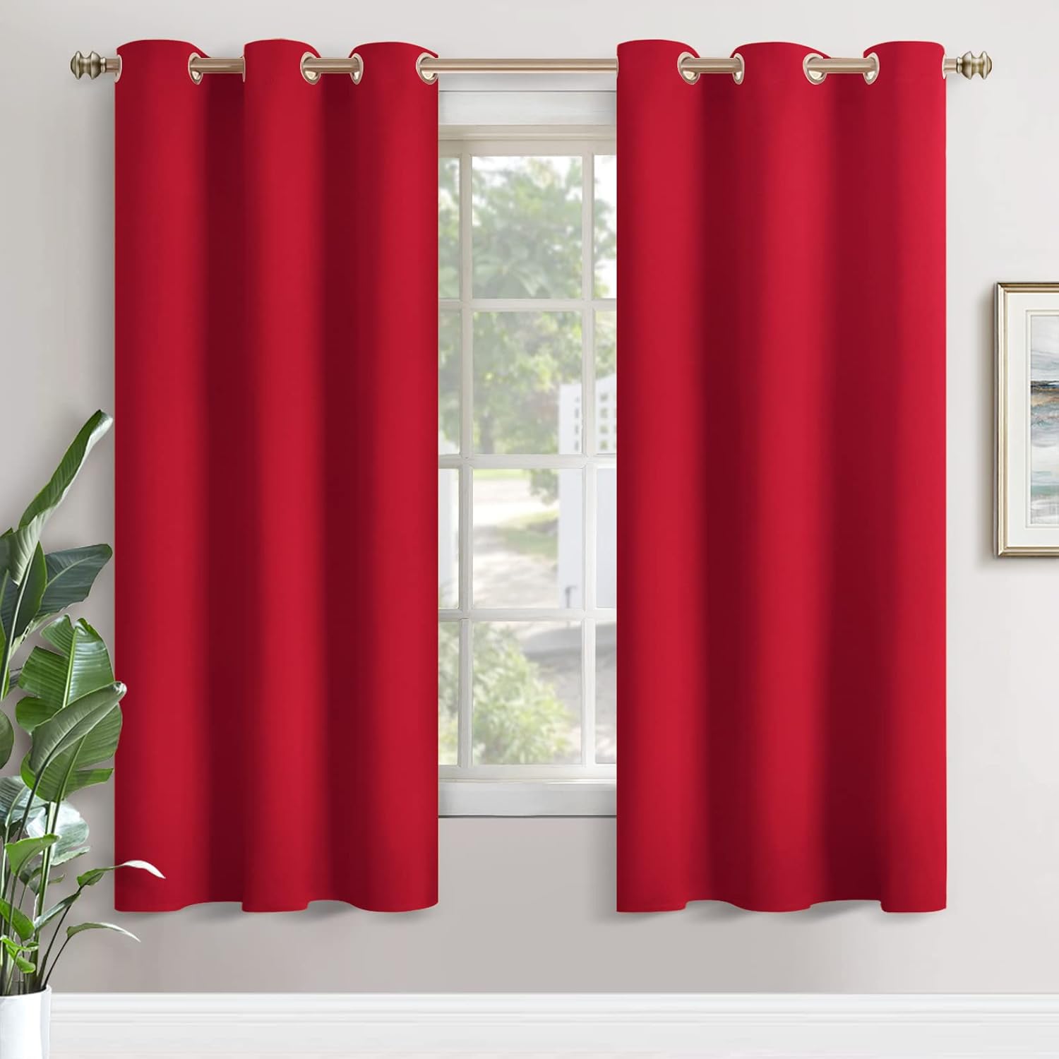 YoungsTex Red Blackout Curtains for Living Room - 72 Inch Length Thermal Insulated Drapes with Grommet Room Darkening for Bedroom Dining Li…