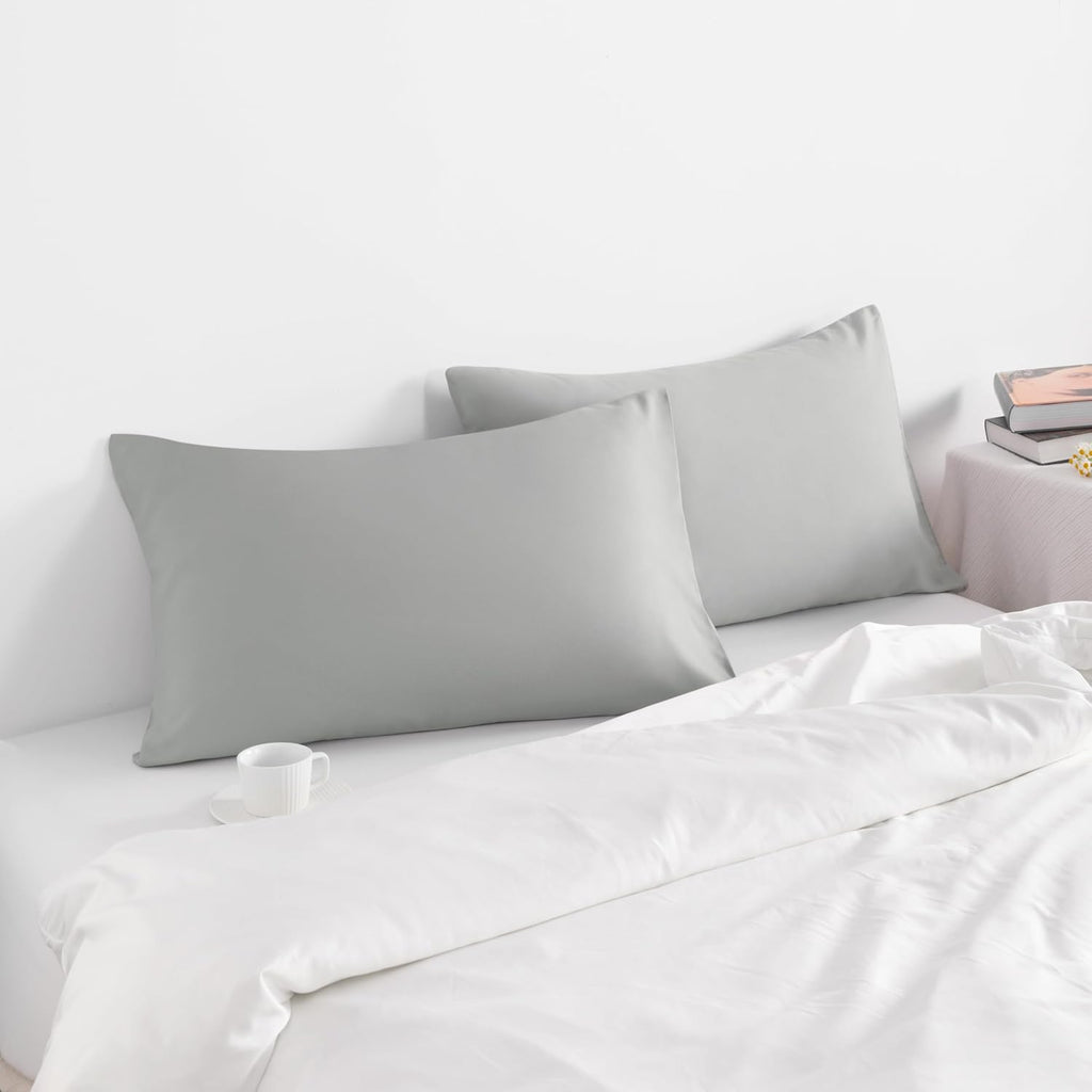 Ntbay King Pillow Cases Set of 2, 2 Pack Brushed Microfiber 20x36 Pillow Cases, Soft, Wrinkle, Fade, Stain Resistant Light Grey Pillow Case…