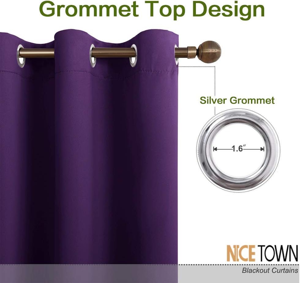NICETOWN Blackout Room Darkening Window Curtain Triple Weave Home Decoration Solid Ring Top Blackout Room Darkening Drape for Bedroom…