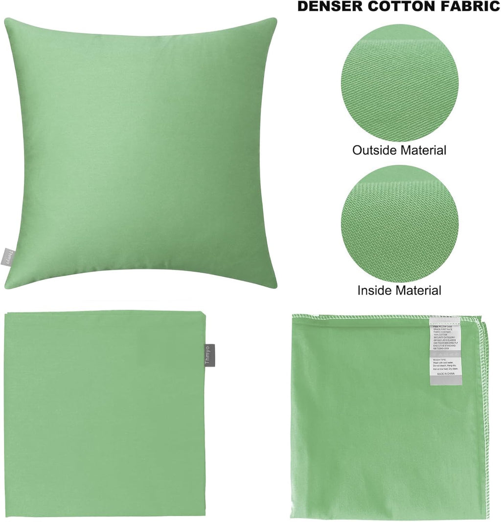 Thmyo 4-Pack 100% Cotton Comfortable Solid Decorative Throw Pillow Case, Square Cushion Cover Pillowcase Sublimation Blank Pillow Covers DI…