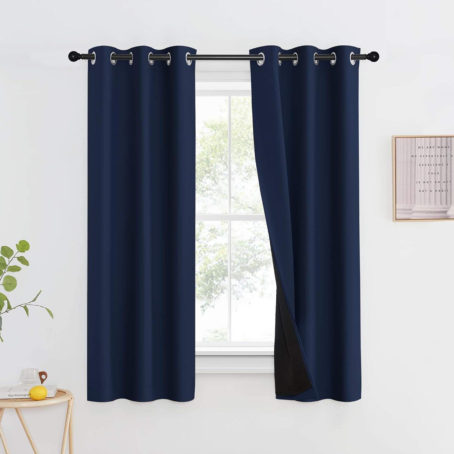 Nicetown 100% Blackout Curtain Set, Thermal Insulated & Energy Efficiency Window Draperies for Guest Room, Full Shading Panels for Shift Wo…