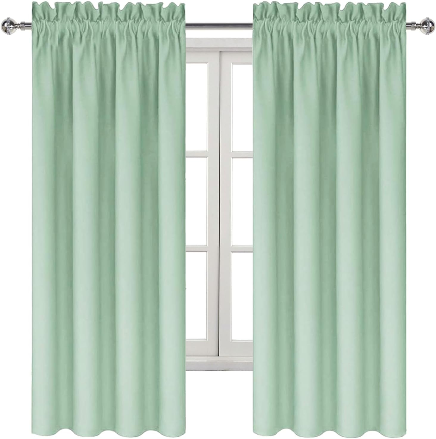 Dwcn Blackout Curtains Room Darkening Thermal Insulated Bedroom Curtains Window Curtain Panels, 42 x 63 inches Long, Set of 2 Light Green R…