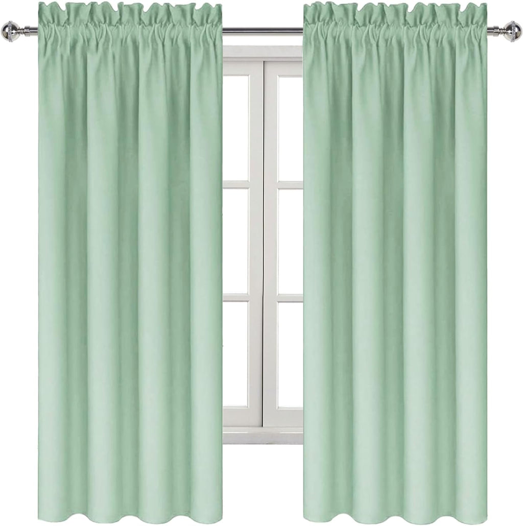 Dwcn Blackout Curtains Room Darkening Thermal Insulated Bedroom Curtains Window Curtain Panels, 38 x 63 inches Long, Set of 2 Light Green R…