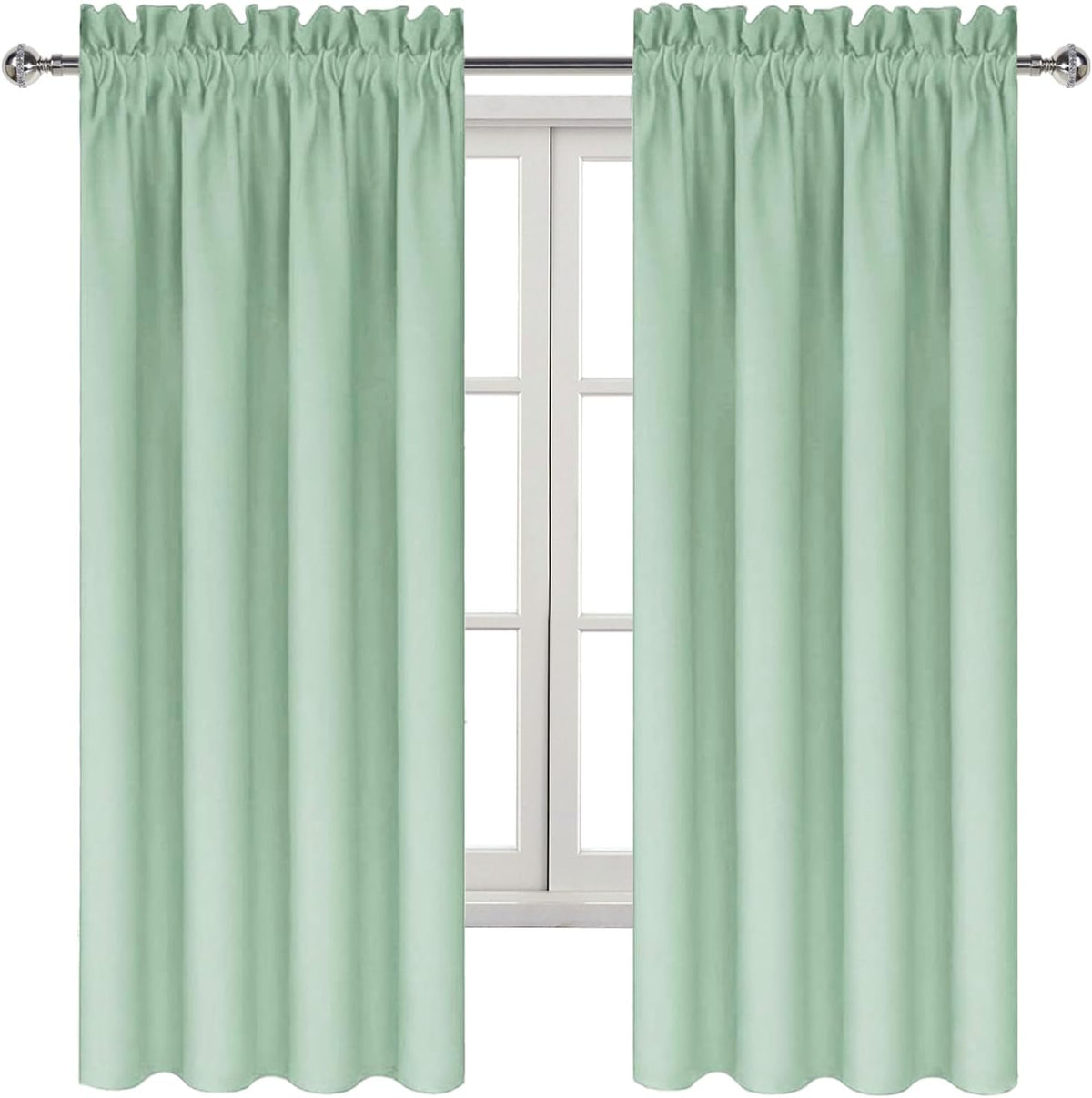Dwcn Blackout Curtains Room Darkening Thermal Insulated Bedroom Curtains Window Curtain Panels, 38 x 63 inches Long, Set of 2 Light Green R…