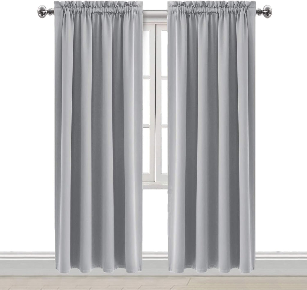 Dwcn Blackout Curtains Room Darkening Thermal Insulated Bedroom Curtains Window Curtain Panels, 42 x 84 inches Long, Set of 2 Silver Grey R…