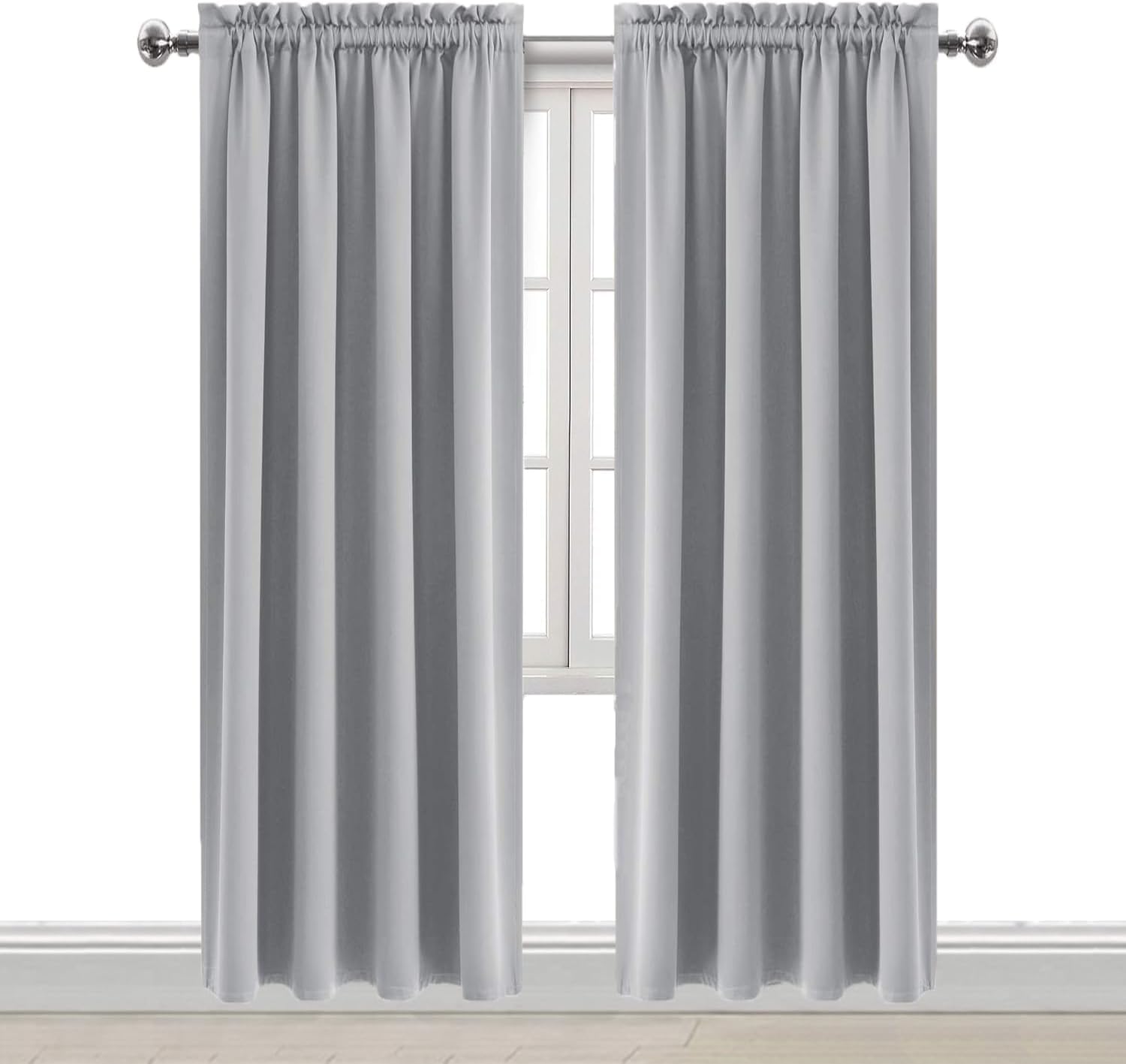 Dwcn Blackout Curtains Room Darkening Thermal Insulated Bedroom Curtains Window Curtain Panels, 42 x 84 inches Long, Set of 2 Silver Grey R…