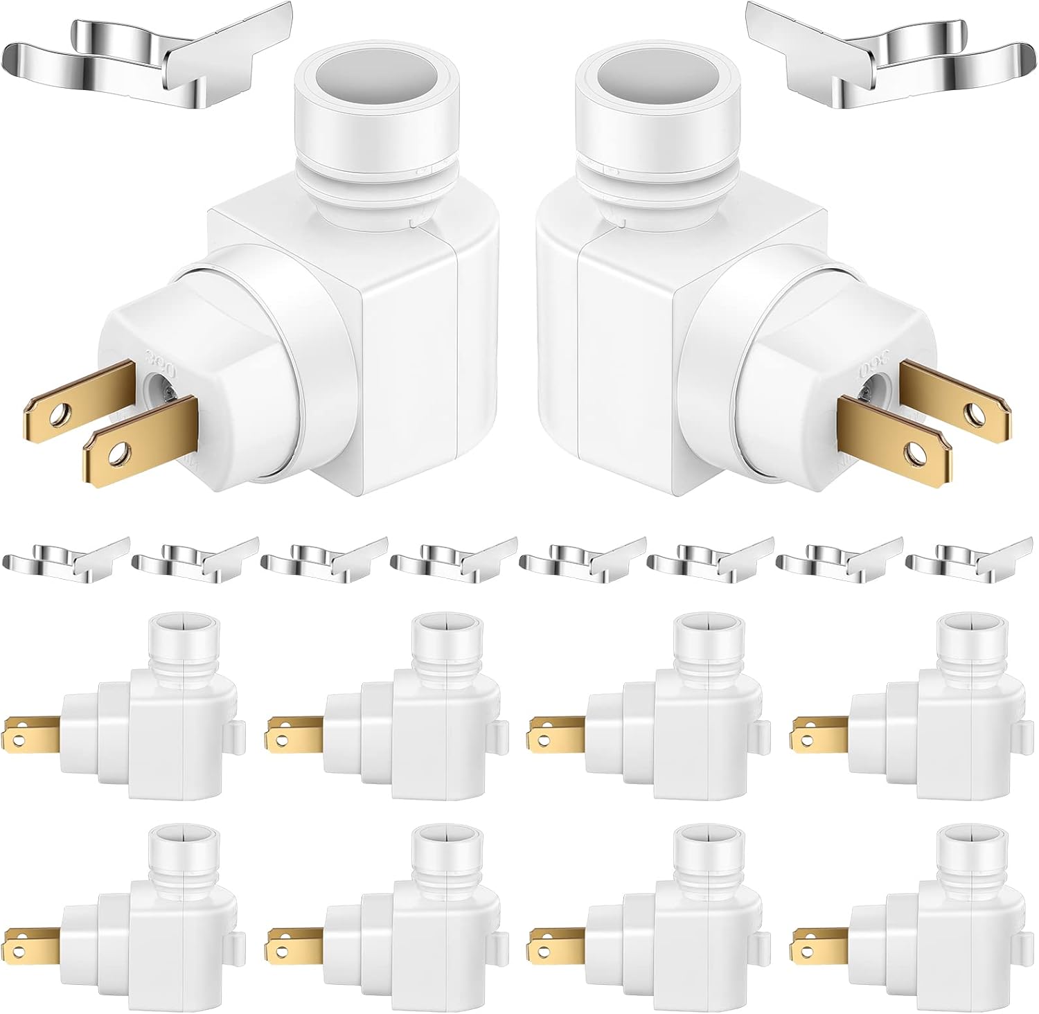 Reginary 8 Sets Night Light Bases, 360° Plug in Rotating Night Light Modules with On/Off Switch and Metal Clips Plastic Swivel Wall Lamp…