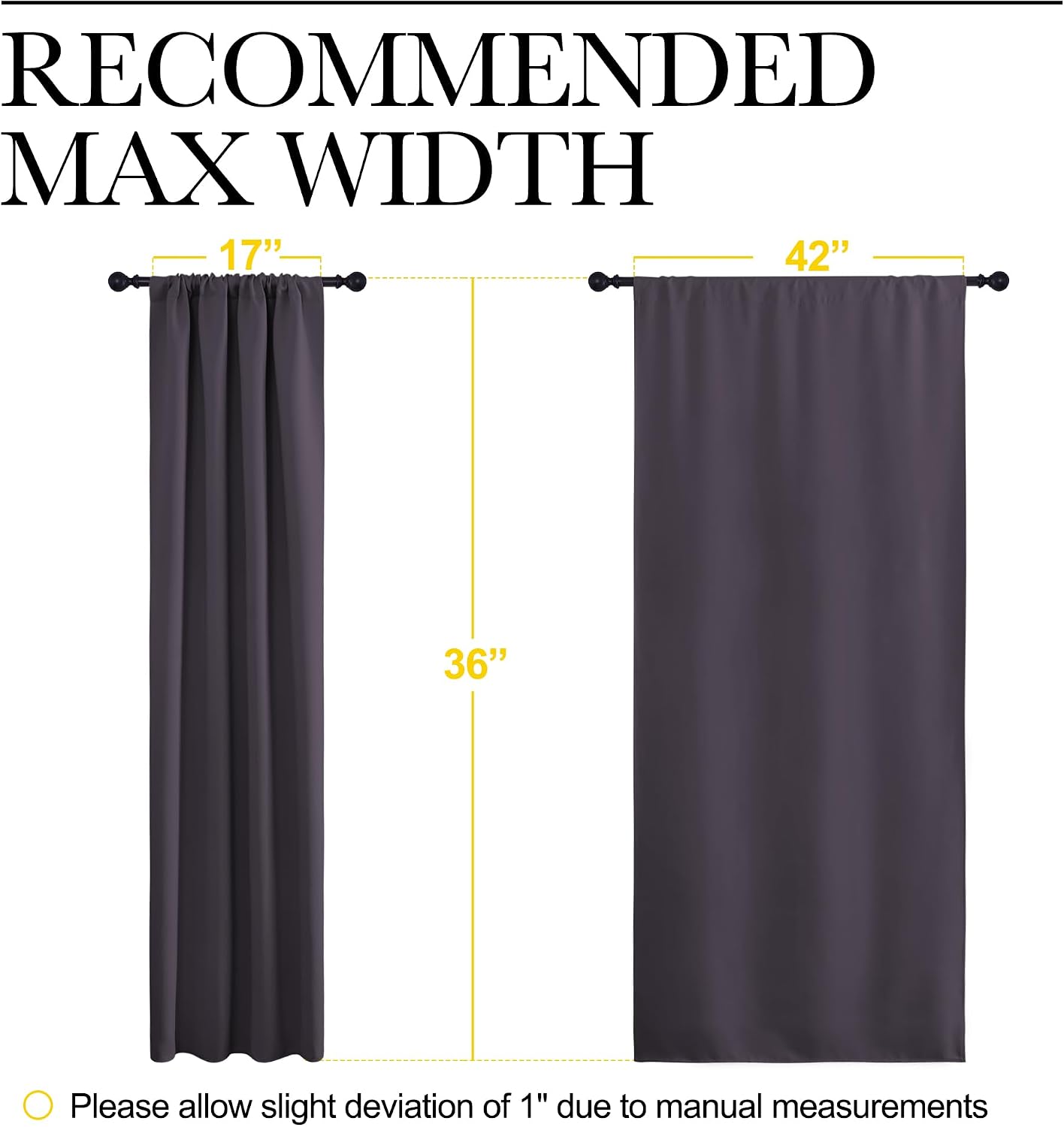 NICETOWN RV Blackout Curtains for Camper Windows, Greyish Purple, 42" x 36", Set of 2, Kitchen Curtains, Short Blackout Drapes, Thermal…