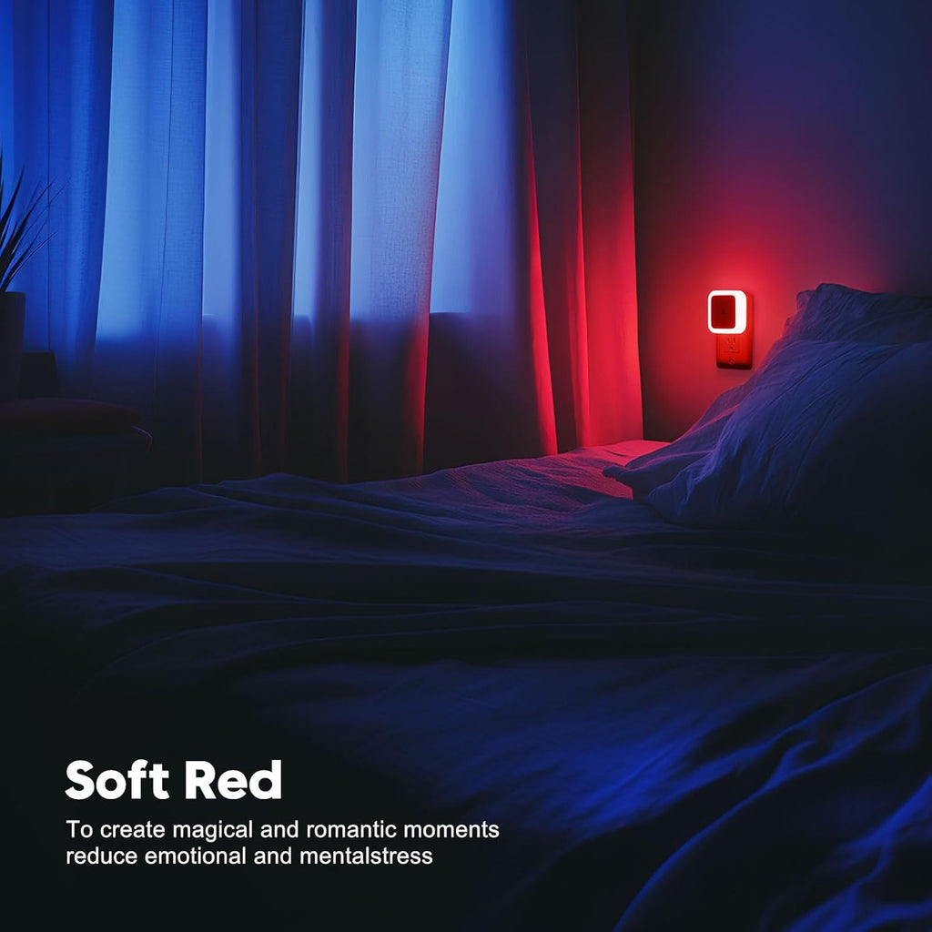 Sujeet Night Light, Night Lights Plug into Wall 8-Pack, Nightlight Plug in Night Light, Dusk to Dawn Night Lamp Led (Red)