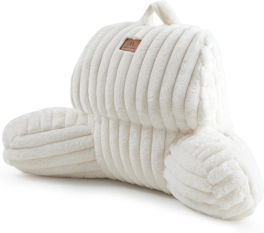 AmélieHome Amélie Home Faux Fur Reading Pillow with Pocket for Sitting in Bed, Kids Backrest Bed Pillow with Washable Cover for Loungi…
