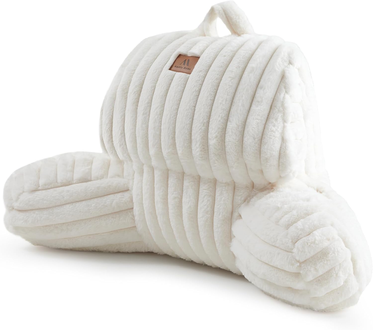 AmélieHome Amélie Home Faux Fur Reading Pillow with Pocket for Sitting in Bed, Kids Backrest Bed Pillow with Washable Cover for Loungi…