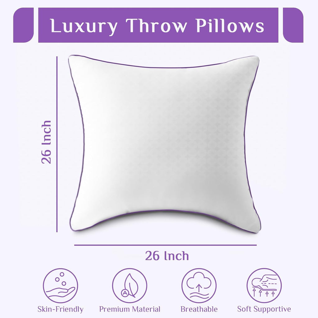 Jollyvogue Euro Size Pillows Set of 2, 26'' x 26'' Cooling Bed Throw Pillows with Super Soft Down Alternative Fill, Luxury Fluffy Hotel Qua…