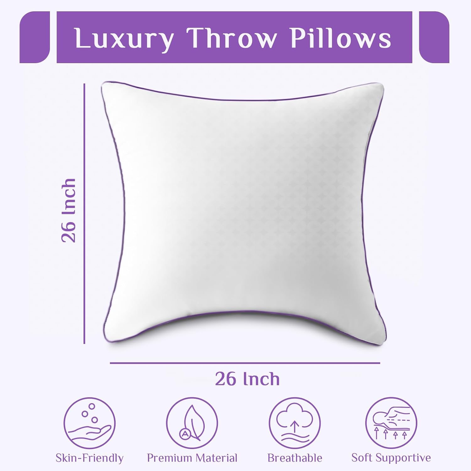 Jollyvogue Euro Size Pillows Set of 2, 26'' x 26'' Cooling Bed Throw Pillows with Super Soft Down Alternative Fill, Luxury Fluffy Hotel Qua…