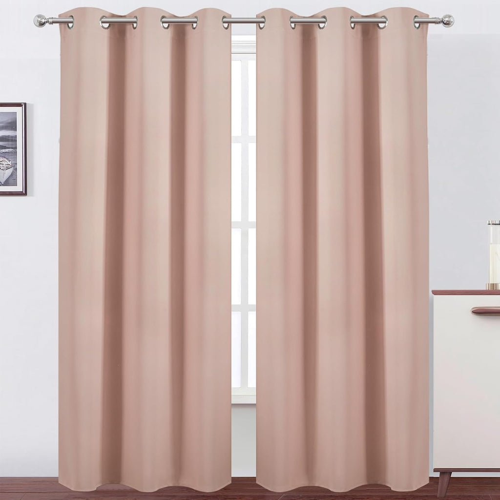 Lemomo Blush Thermal Blackout Curtains/42 x 84 Inch/Set of 2 Panels Room Darkening Curtains for Bedroom 84 Inch silver