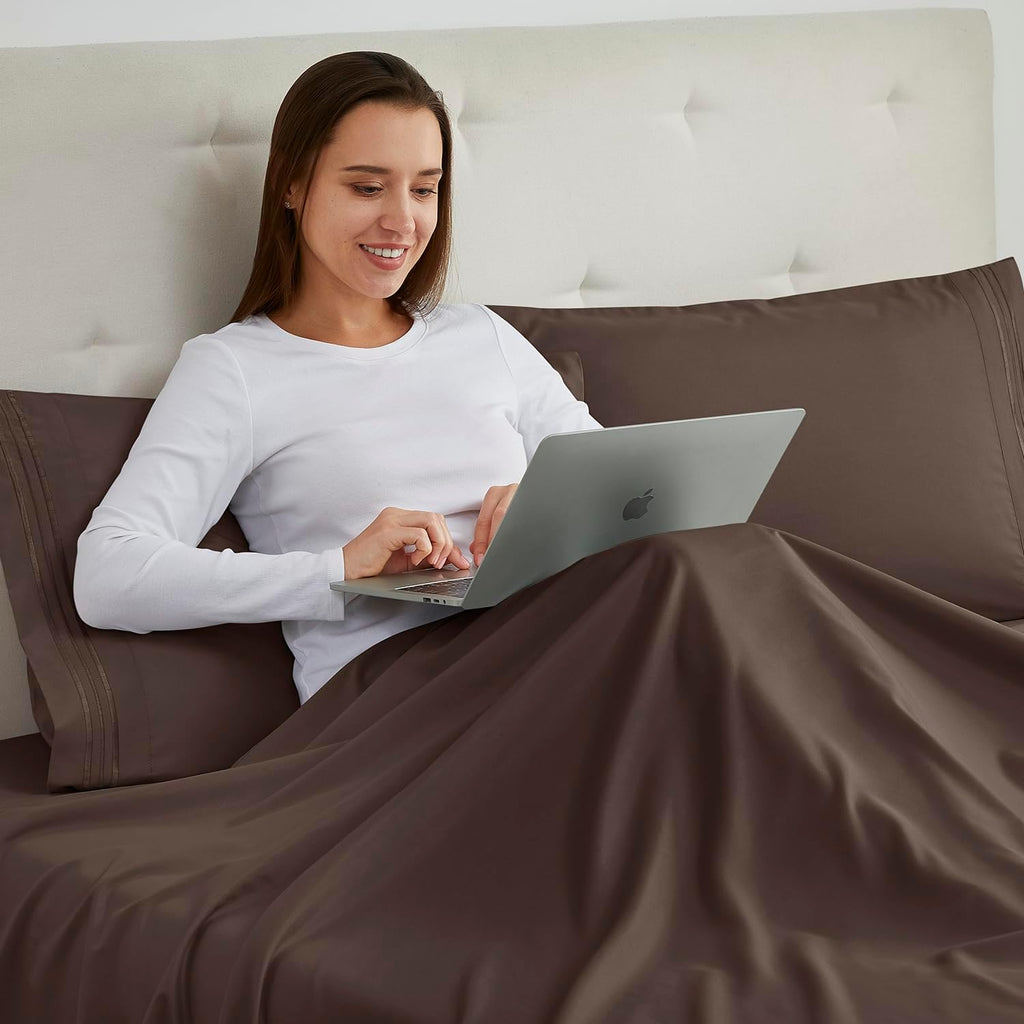 Nestl Brown Microfiber Queen Pillow Cases Set of 2, 20x30 Inches cotton