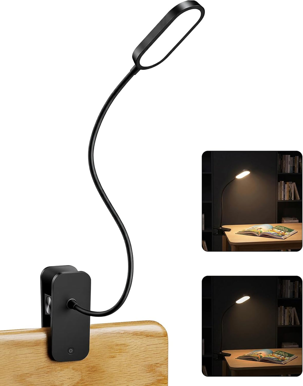 Honeywell Clip On Desk Lamp, Rechargeable Reading Light with Touch Control, Stepless Dimming, Portable Lamp for Desk, Bedside, Study
