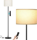 Ambimall 60'' Modern Floor Lamp with Remote, Tall Lamps for Living Room, Bedroom, Office, Dining Room, Beige Shade with Black…