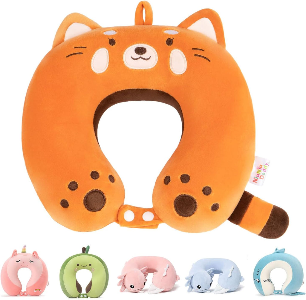 NiuniuDaddy Niuniu Daddy Red Panda Kids Neck Travel Pillow for Traveling, Portable Memory Foam Neck Supportive Cervical Pillow for Long Fli…