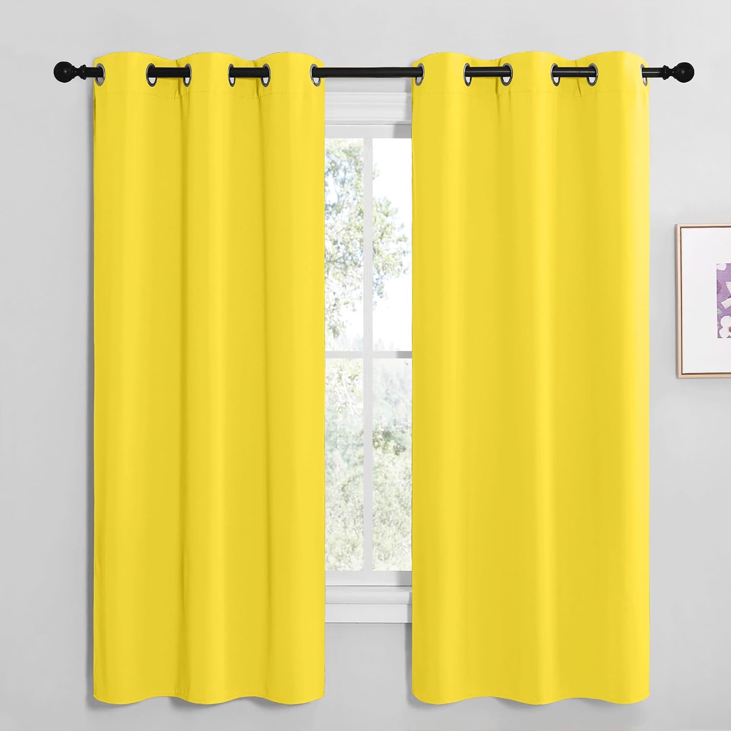 NICETOWN Bright Yellow Room Darkening Curtains for Kitchen, Window Treatment Thermal Insulated Solid Grommet Room Darkening…