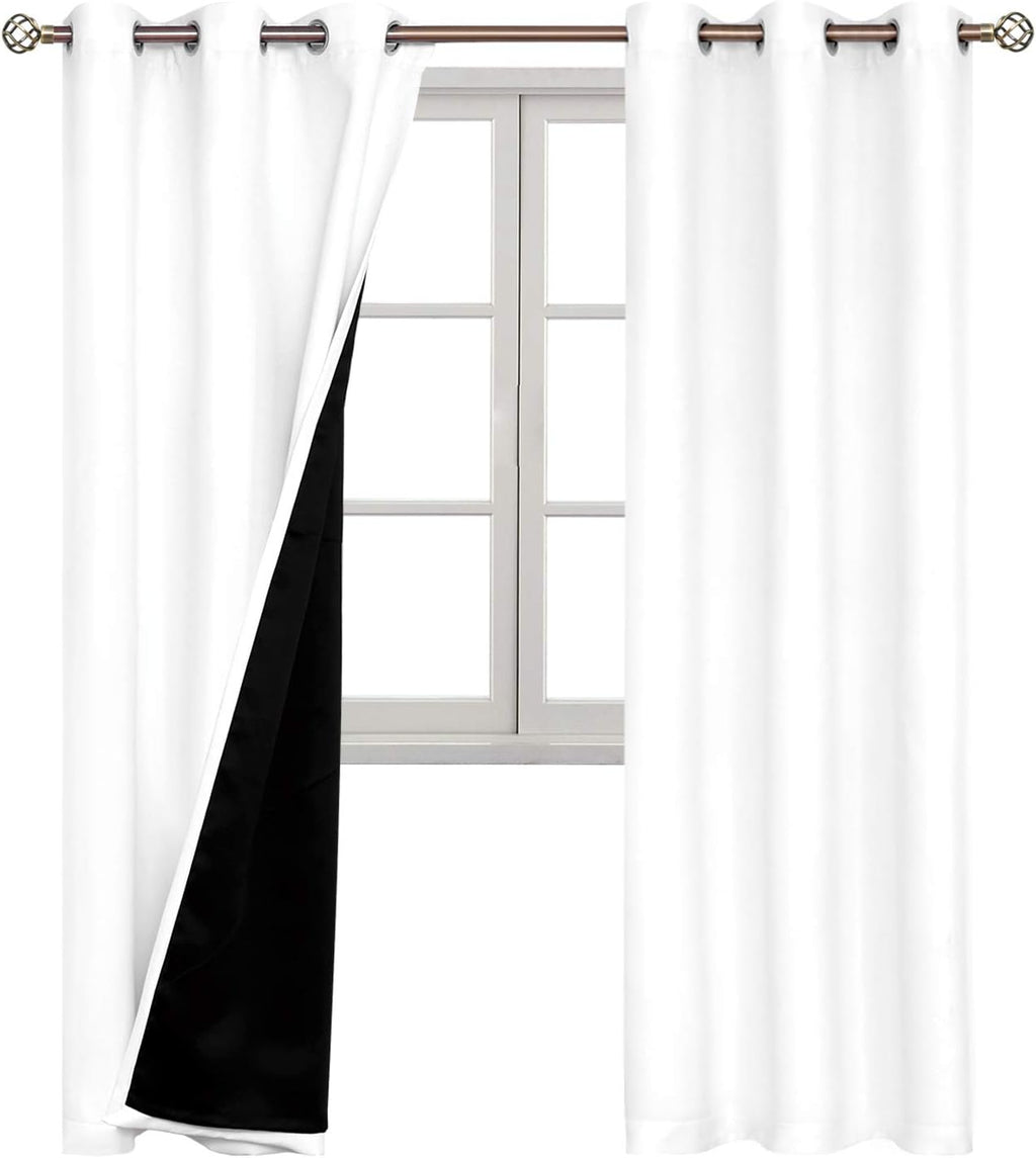 BGment Thermal Insulated 100% Blackout Curtains for Bedroom with Black Liner, Double Layer Full Room Darkening Noise Reducing Grommet Curta…