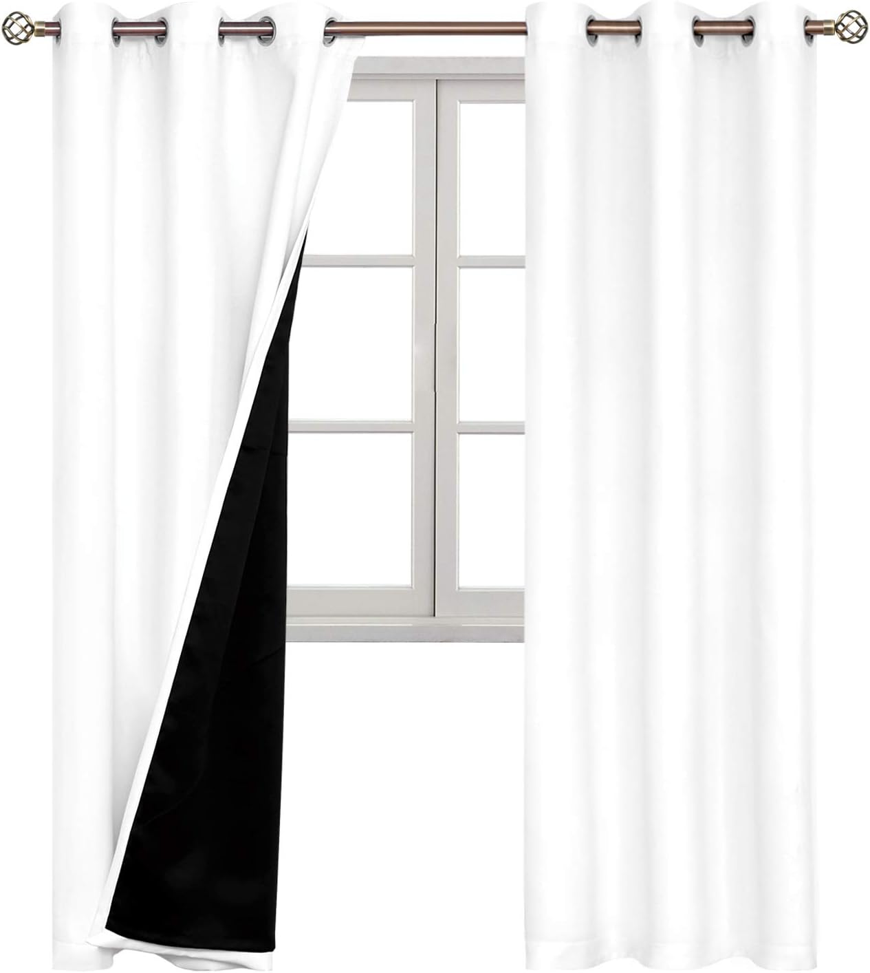 BGment Thermal Insulated 100% Blackout Curtains for Bedroom with Black Liner, Double Layer Full Room Darkening Noise Reducing Grommet Curta…