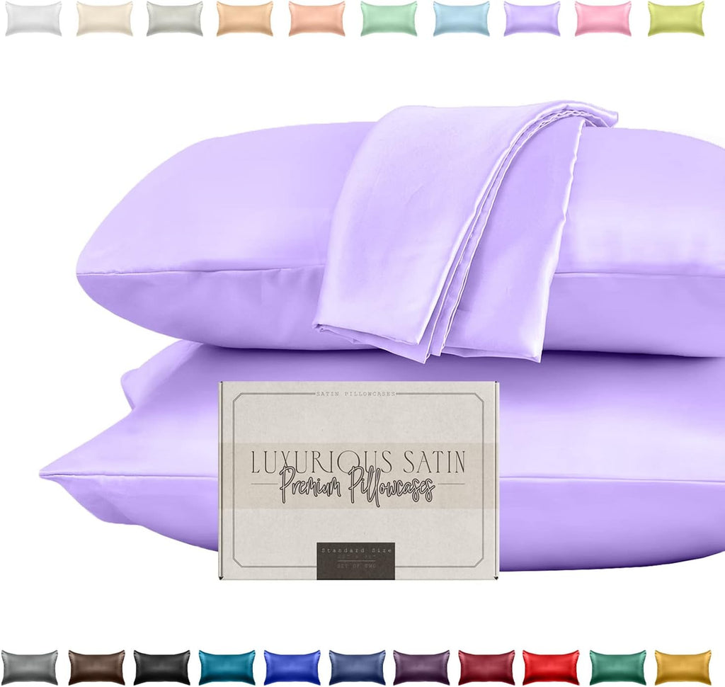 Elegantcomfort Elegant Comfort Silky and Luxurious 2-Piece Satin Pillowcase Set for Healthier Skin and Hair, Hidden Zipper Closure and Beau…