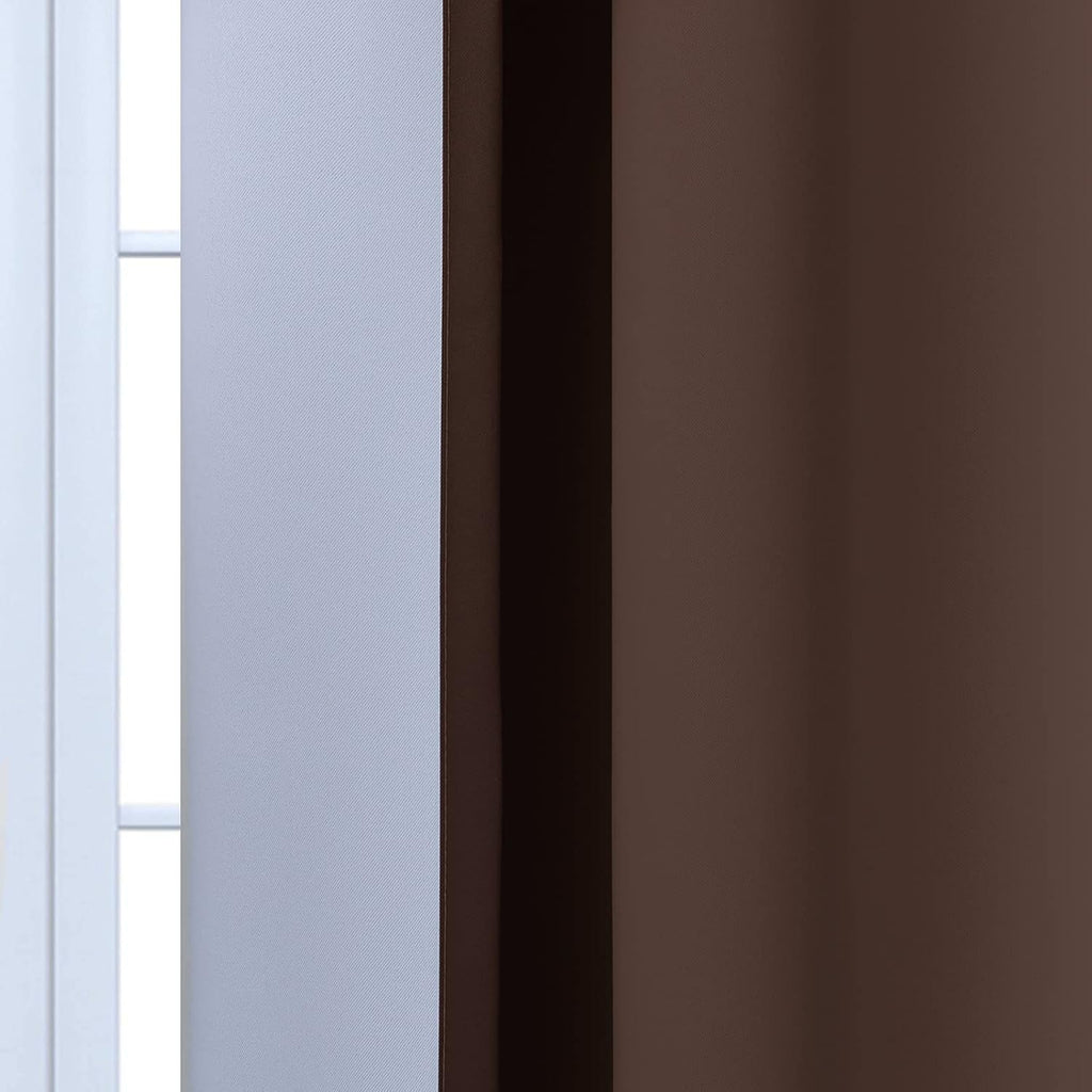 Yakamok 84 Inch Length Thermal Insulated Gradient Color Ombre Curtains with Grommet, Room Darkening Window Drapes for Bedroom (Brown and Gr…