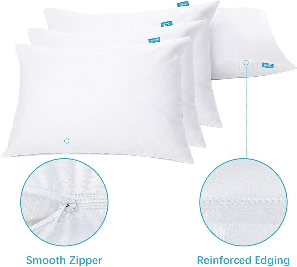 Bilobanbabybedding Biloban 4 Pack Pillow Protectors with Zipper Breathable & Noiseless & Durable 100% Waterproof Pillow Cases Standard Size…