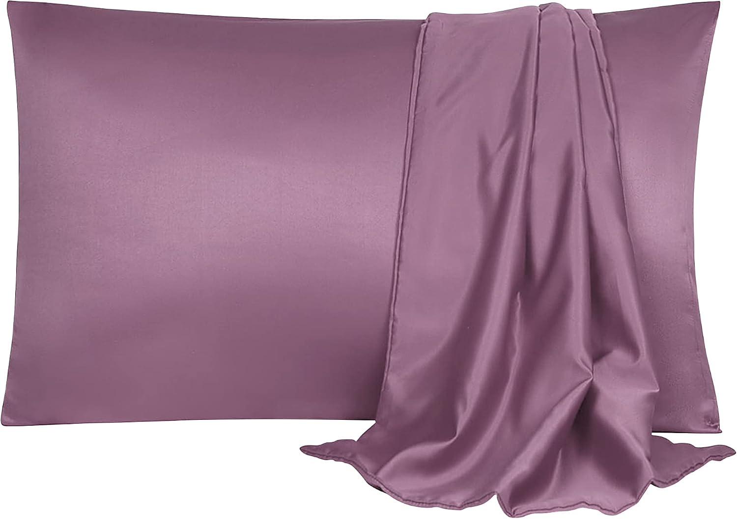 uxcell 2 Pack Silk Satin Pillowcase for Hair and Skin, Cool, Silky, Soft Breathable Pillow Cases Standard Size 20x26 Inch Sateen Pillowcase…