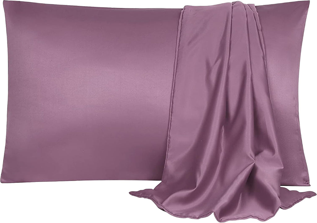 uxcell 2 Pack Silk Satin Pillowcase for Hair and Skin, Cool, Silky, Soft Breathable Pillow Cases Queen Size 20x30 Inch Sateen Pillowcase Ma…