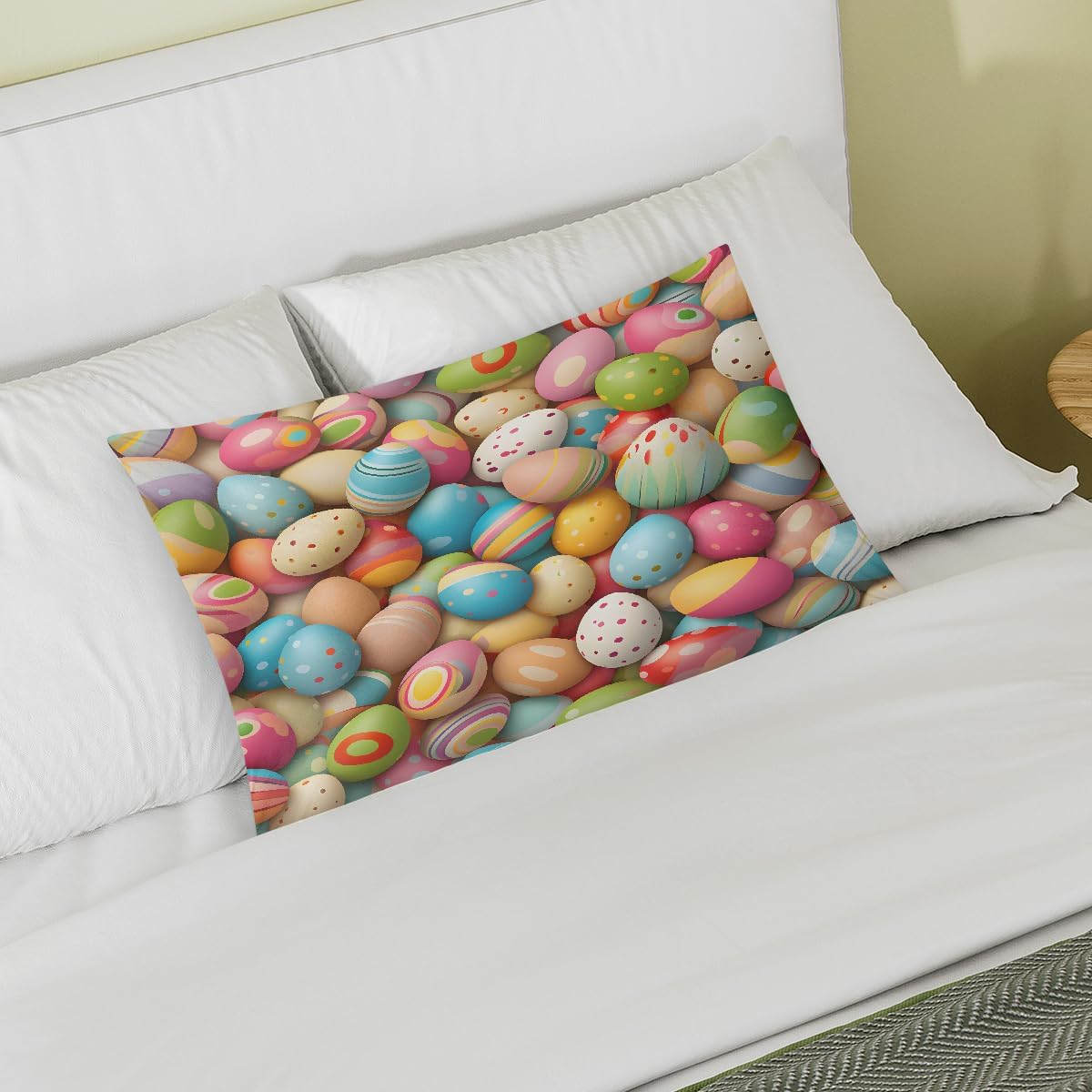 Colorful Easter Egg Abstract Satin Silk Pillowcase for Hair and Skin Pillow Cases Standard Size Soft Silk Pillow Case with Envelope…