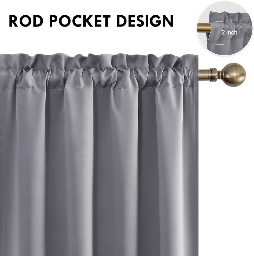 Dwcn Grey Room Darkening Blackout Curtains - Thermal Insulated Privacy Energy Saving Window Curtain Drapes 52 x 45 inch Length, Set of 2 Be…