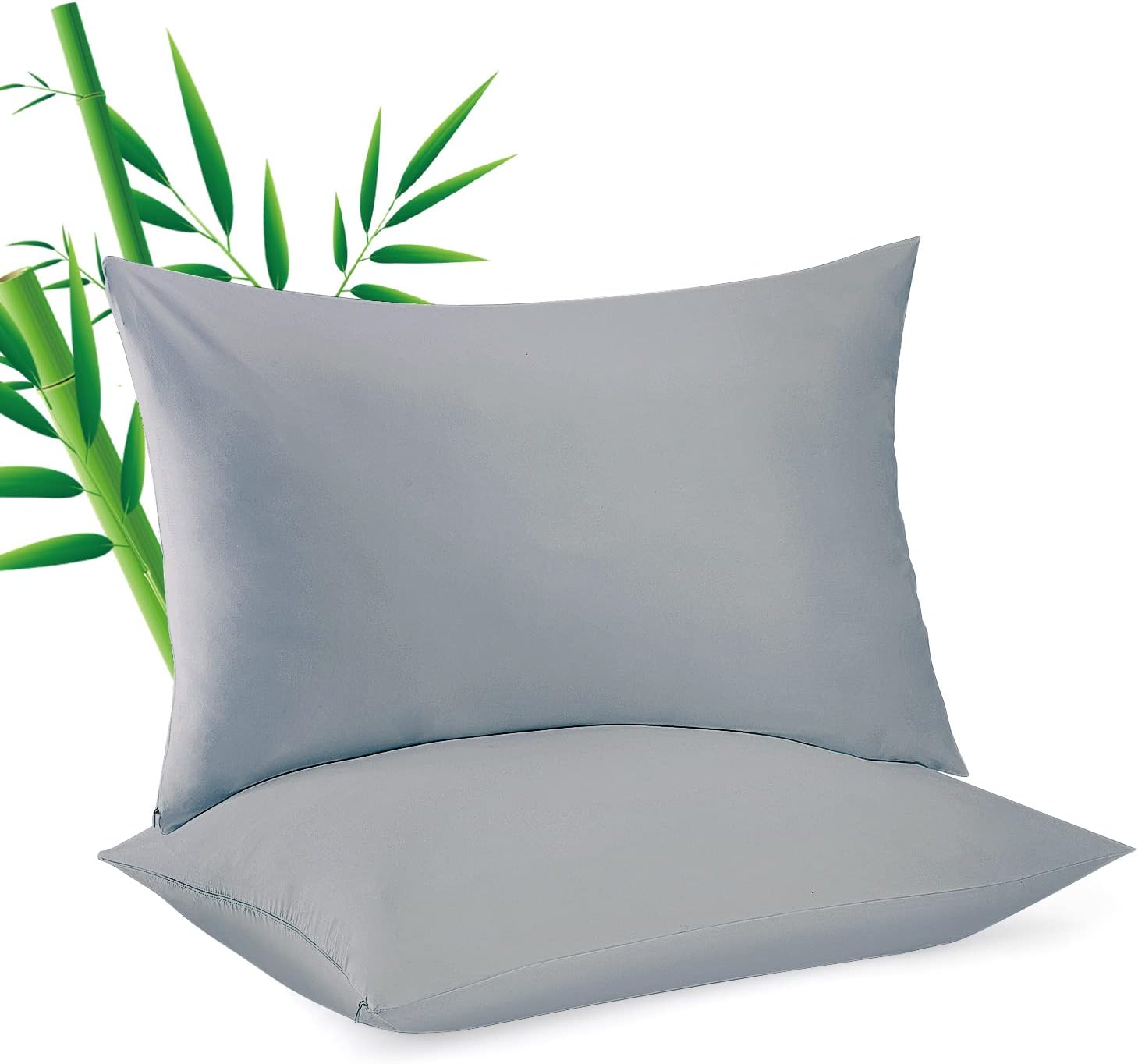 ShunjieHome Bamboo Viscose Pillow Protectors King Size Set of 2, 400 Thread Count Cooling Zippered Pillowcases for Hot Sleepers & Night Swe…