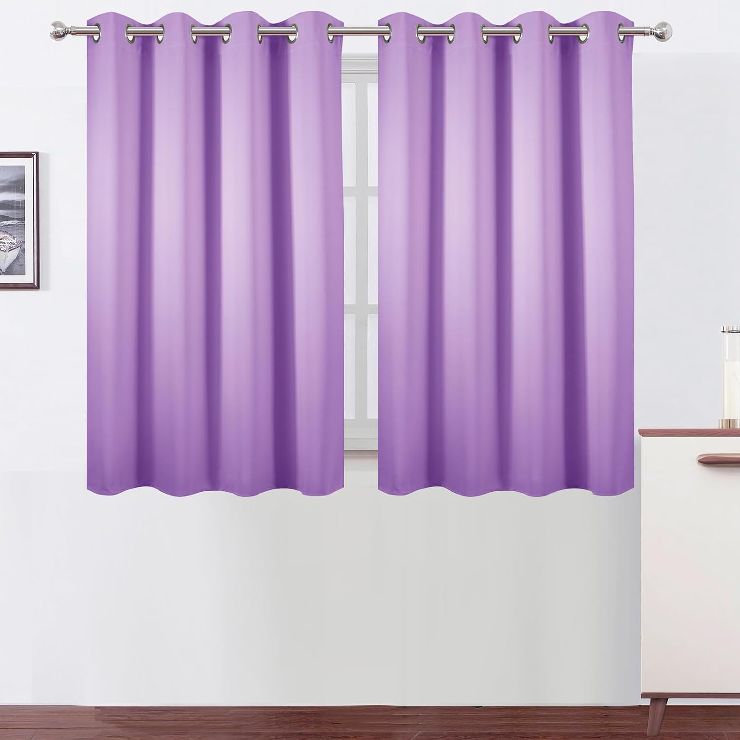 Lemomo Blackout Curtains 66 x 54 Inch Long Lavender Curtains Set of 2 Panels Room Darkening Curtains for Bedroom and Living Room 54 Inch si…