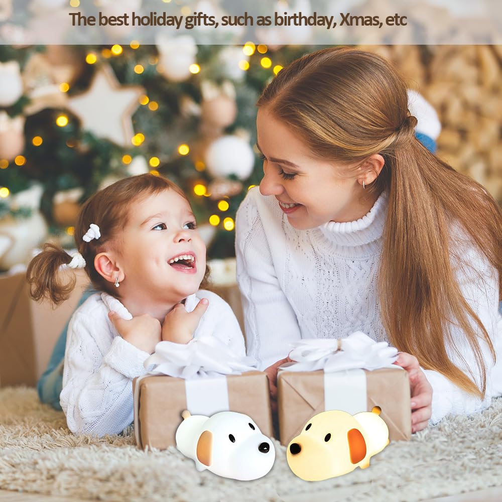 Led Cute Dog Night Light, Dimmable Nursery Puppy Kawaii Lamps, Super Squishy Silicone USB Rechargeable Touch Control Night Lamp for Kids…