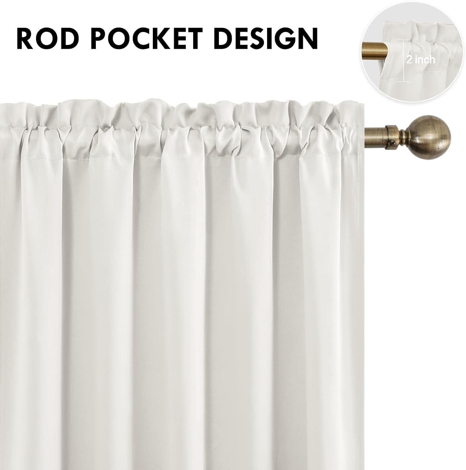 DWCN Blackout Curtains for Living Room Thermal Insulated, Energy Saving & Noise Reducing Bedroom Curtains, Ivory, W 70x L 84 Inch, Set of…