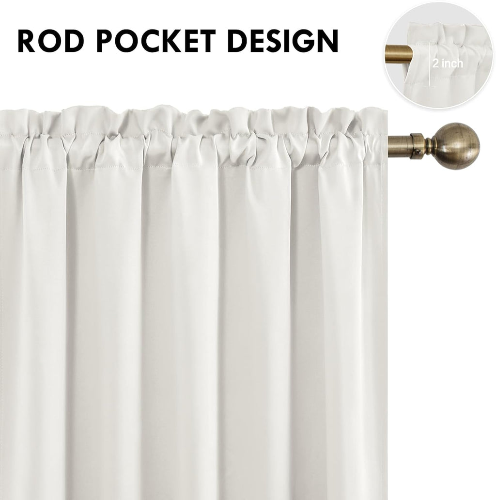 DWCN Blackout Curtains for Living Room Thermal Insulated, Energy Saving & Noise Reducing Bedroom Curtains, Ivory, W 70x L 72 Inch, Set of…
