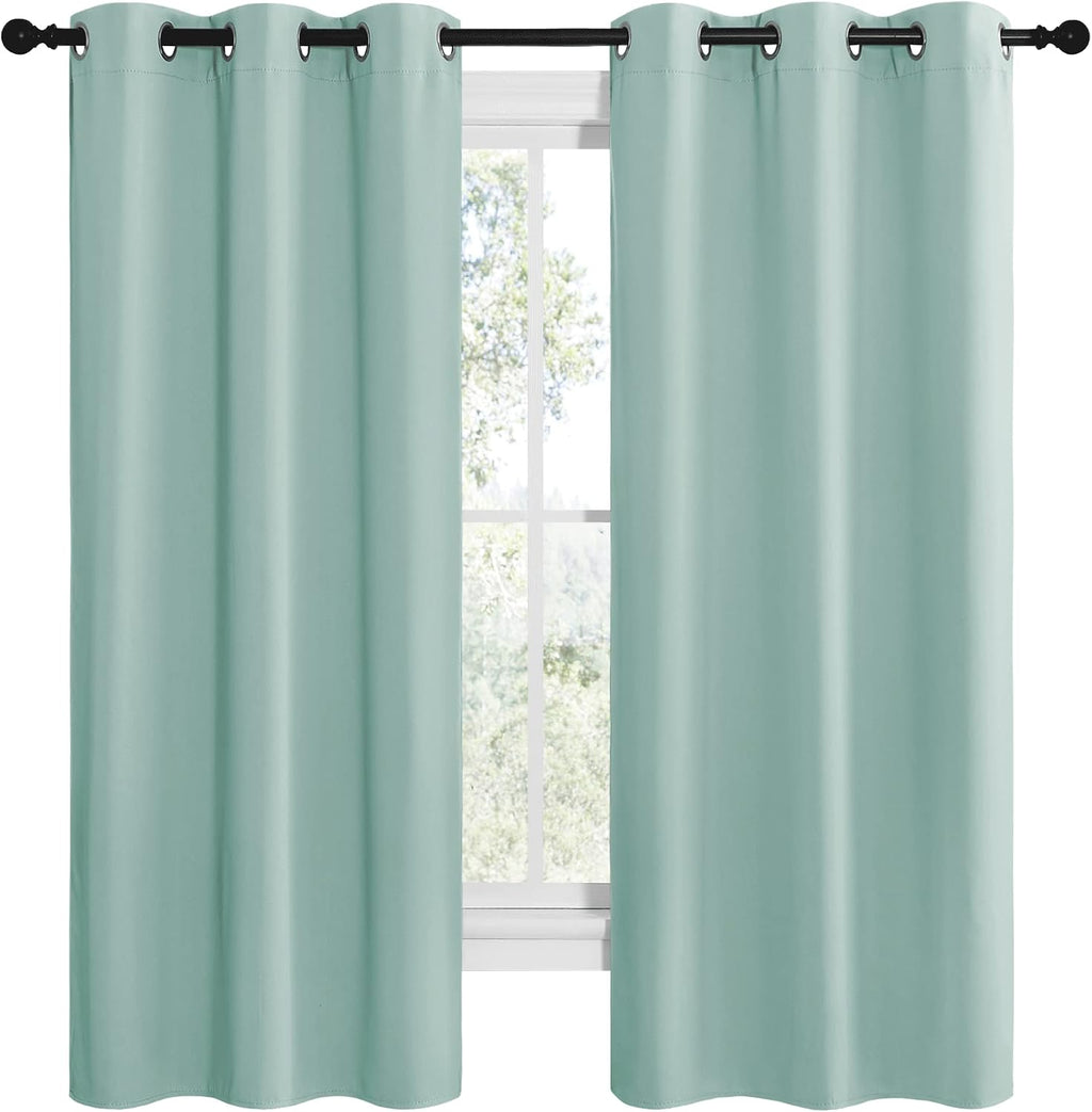 NICETOWN Aqua Blue Room Darkening Curtains for Kitchen, Window Treatment Thermal Insulated Solid Grommet Room Darkening Curtains/Drapes…