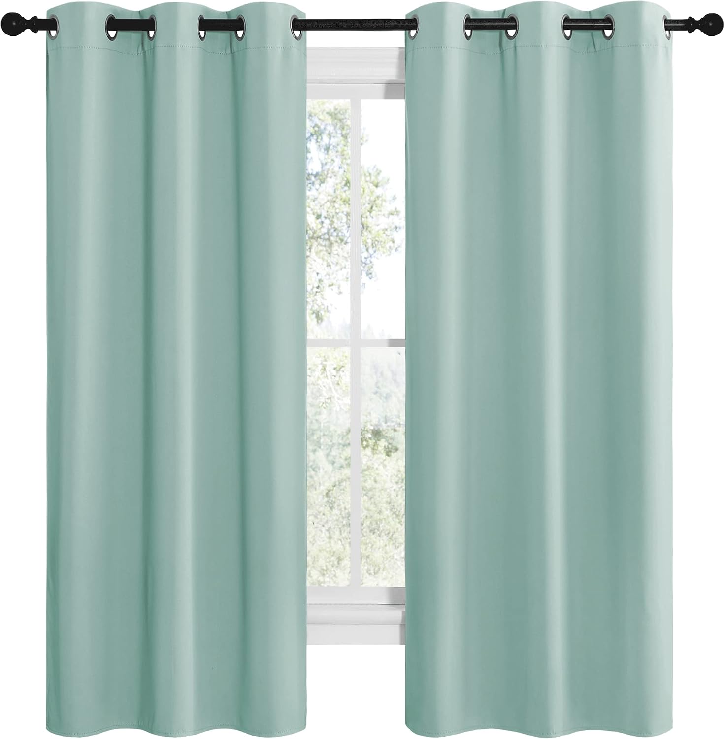 NICETOWN Aqua Blue Room Darkening Curtains for Kitchen, Window Treatment Thermal Insulated Solid Grommet Room Darkening Curtains/Drapes…