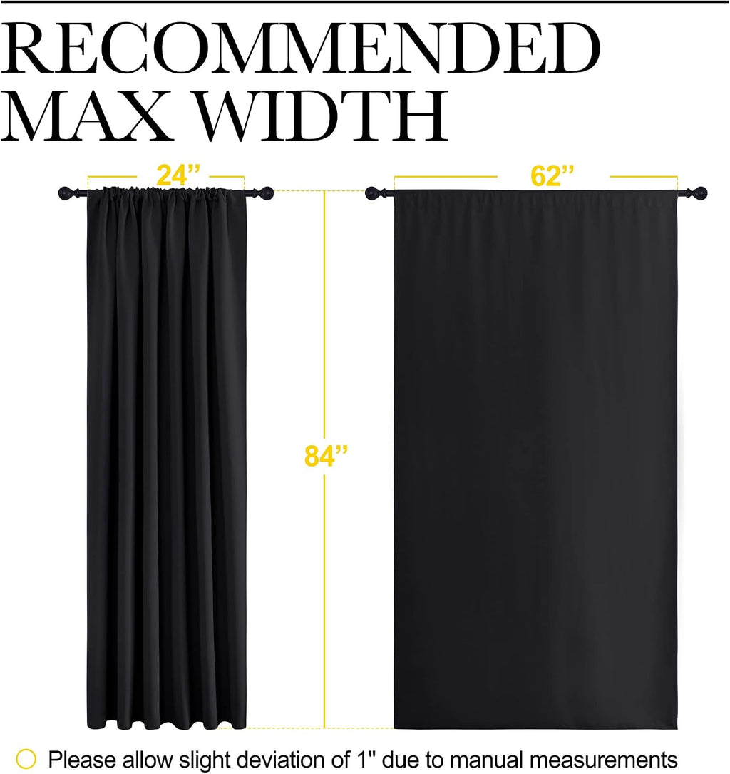 NICETOWN Black Blackout Curtain Blinds - Solid Thermal Insulated Window Treatment Blackout Drapes for Bedroom (2 Panels, 62 inches Wide…