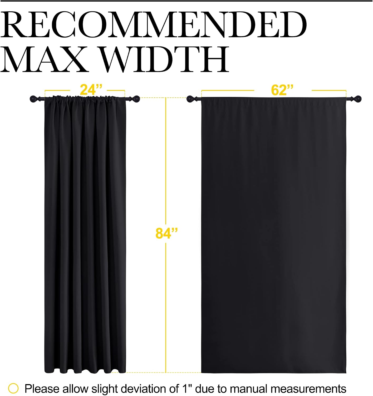 NICETOWN Black Blackout Curtain Blinds - Solid Thermal Insulated Window Treatment Blackout Drapes for Bedroom (2 Panels, 62 inches Wide…