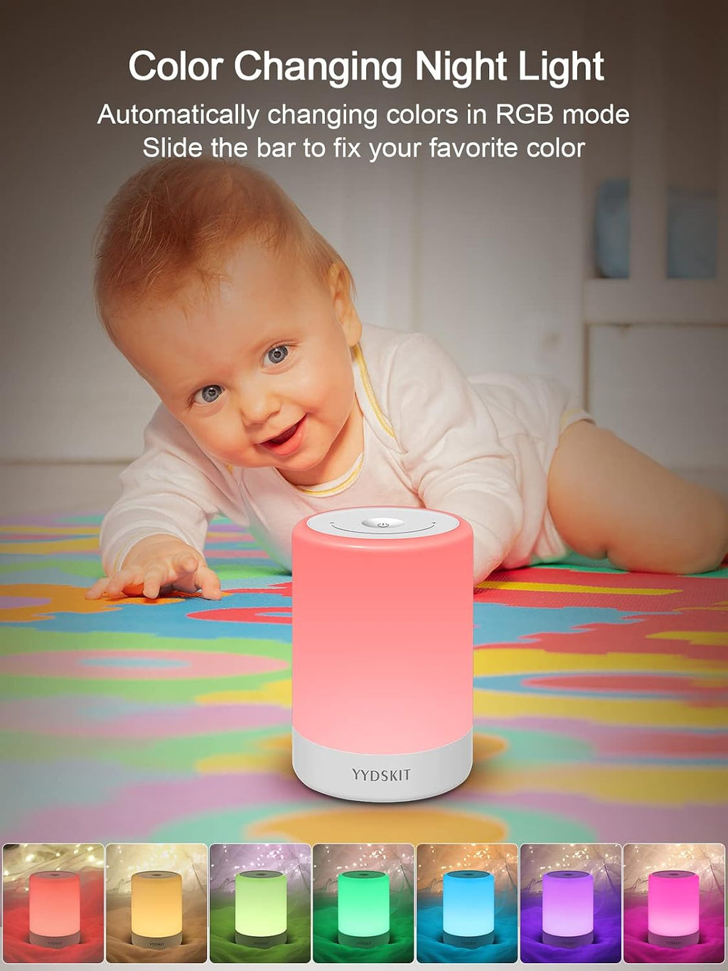 Baby Night Light, Nursery Night Lamp for Breastfeeding, Portable Nightlight for Kids Toddlers Bedroom, Warm & Soft Bedside Lamp, Touch…