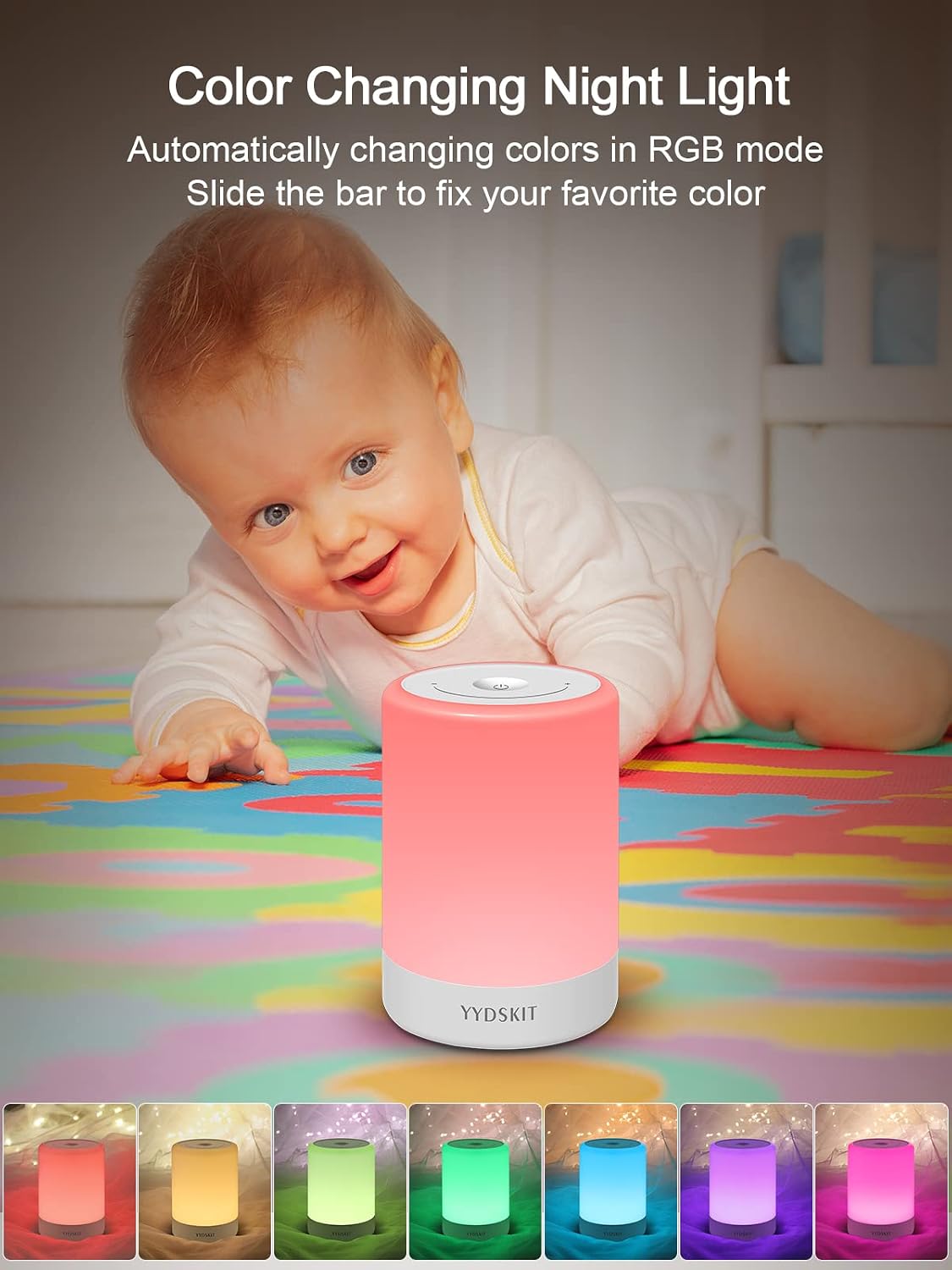 Baby Night Light, Nursery Night Lamp for Breastfeeding, Portable Nightlight for Kids Toddlers Bedroom, Warm & Soft Bedside Lamp, Touch…