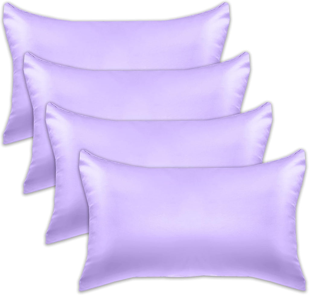 Elegantcomfort Elegant Comfort 4-Pack Cooling Viscose Satin Pillowcase Set with Hidden Zipper Closure, Silky Smooth for Hair and fabric…