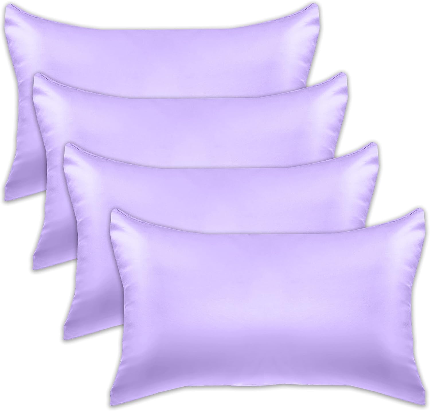 Elegantcomfort Elegant Comfort 4-Pack Cooling Viscose Satin Pillowcase Set with Hidden Zipper Closure, Silky Smooth for Hair and fabric…